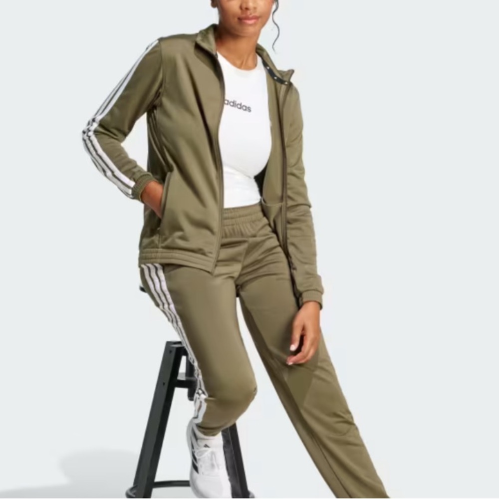 Adidas TRICOT 3-STRIPES TRACK JACKET in Olive Strata/White, Women’s Size S, NWT - Picture 7 of 9
